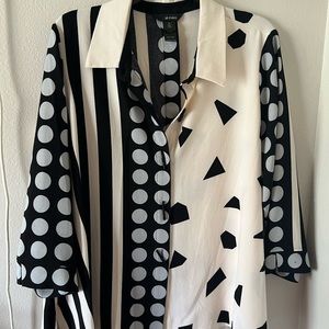 Ali Miles black and white print blouse, size 2x